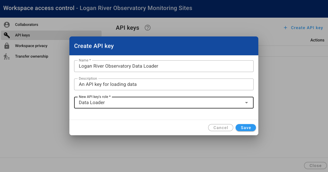Create API key