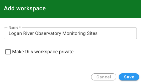 Create workspace dialog