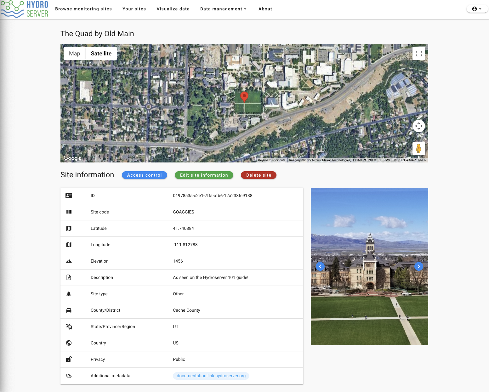 site details page