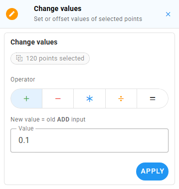 Change values panel