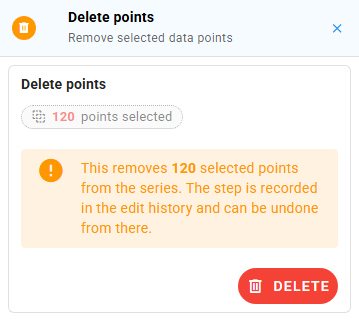 Delete points panel