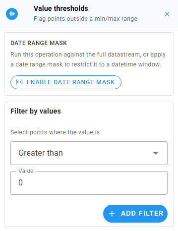 Value thresholds panel